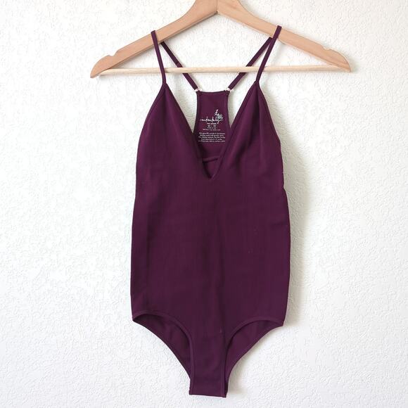 Intimately Free People Bodysuit Ribbed Purple Plum One piece Size XS / S V-Neck - Picture 4 of 6